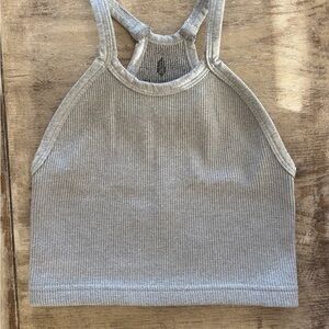 Gray Ribbed Free People Tank Top